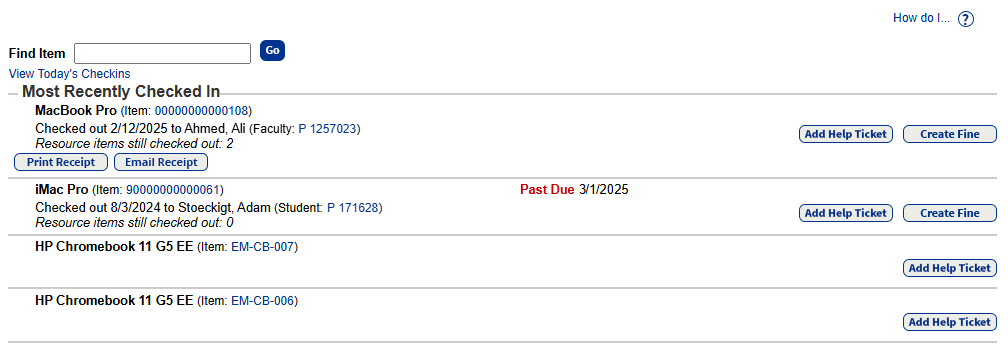 Checked in resource showing in the Most Recently Checked In section.